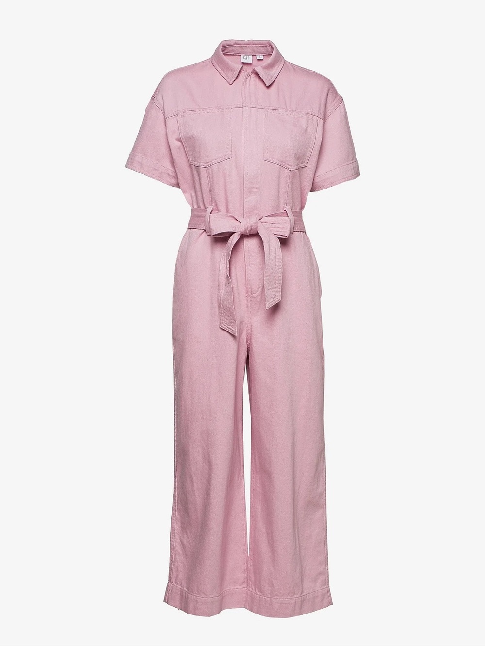 GAP Pink Short-Sleeve Tie-Waist Jumpsuit